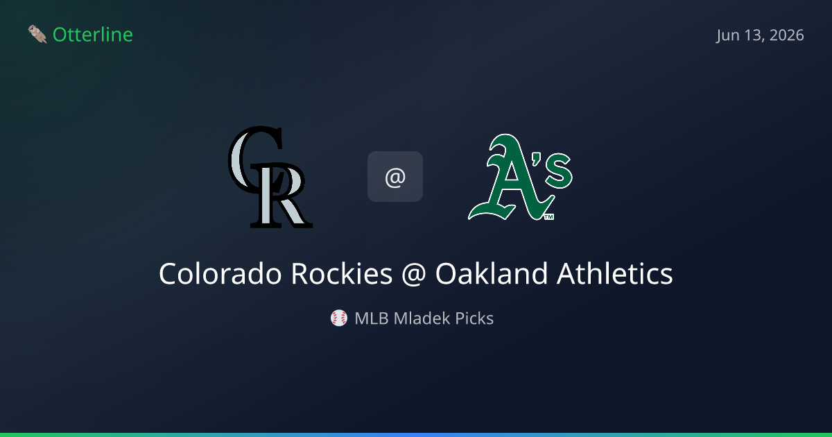 MLB Picks Today (June 13, 2026): Colorado Rockies at Oakland Athletics | AI Model Consensus