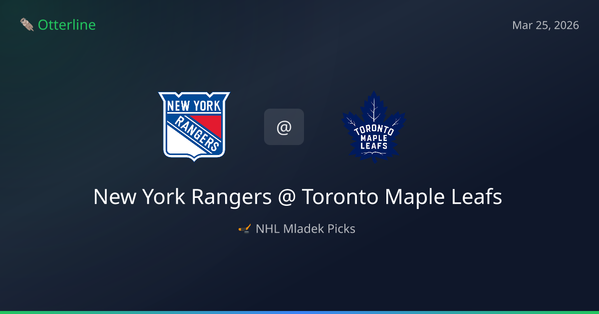 NHL Picks Today (March 25, 2026): New York Rangers at Toronto Maple Leafs | AI Model Consensus